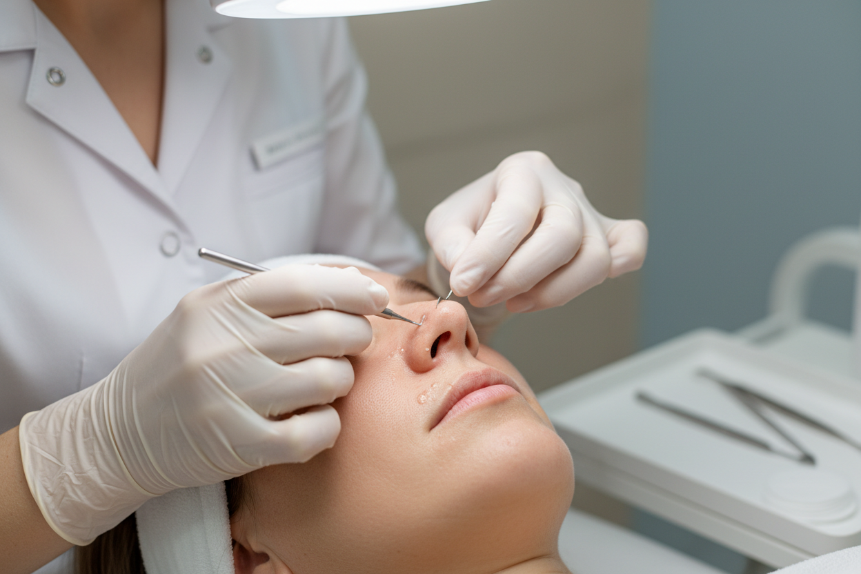 extractions close look on client and being provided by professional